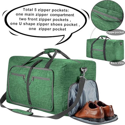 URSOFINE 115L/85L/65L Large Duffle Bag, Foldable Travel Gym Bag with Shoe Compartment, Lightweight Water Repellent Tear Resistant for Camping, Weekender, Overnight Travel