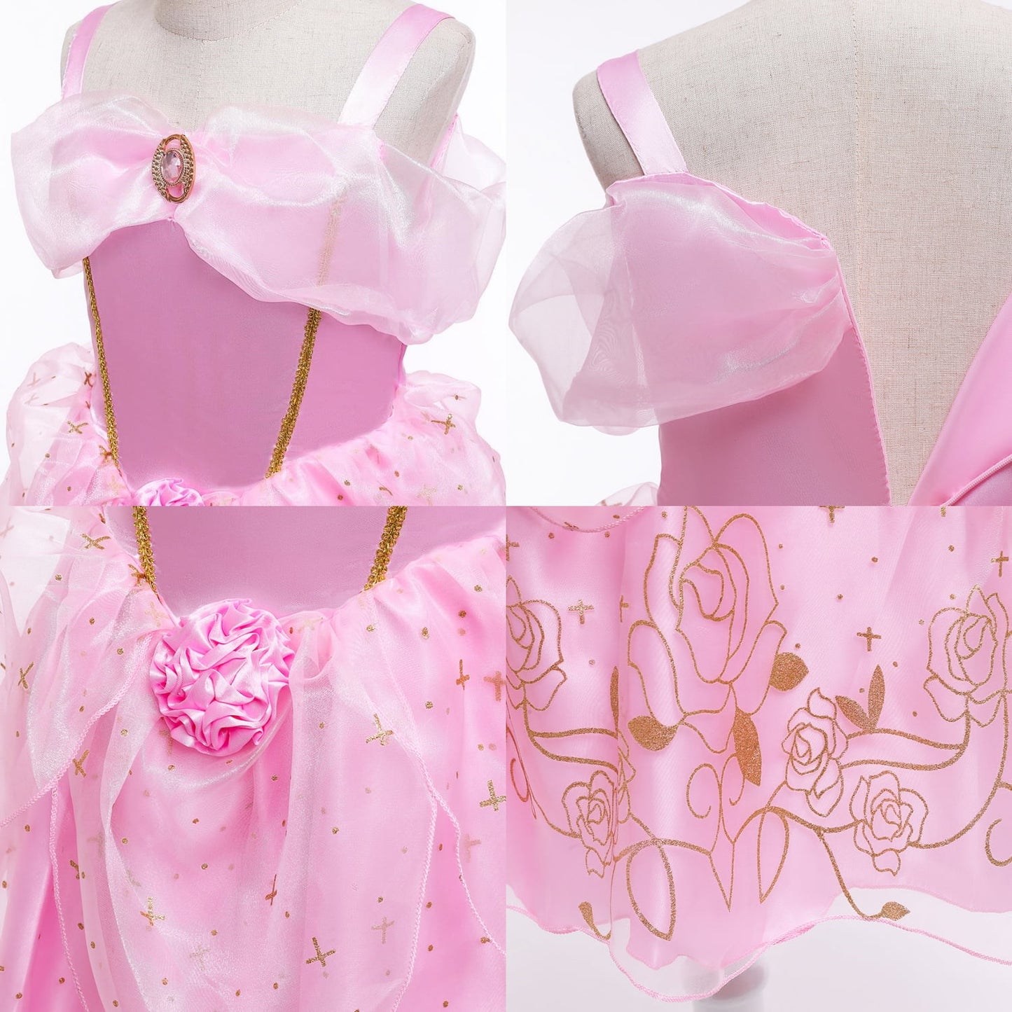 LOEL Girls Princess Dress Fairy Pink Dress Christmas Birthday Dress Up