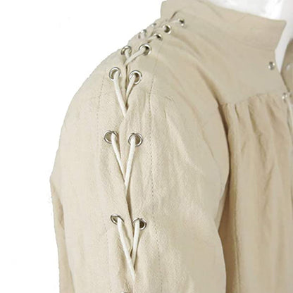 Men's Loose Linen Medieval Gothic Renaissance Shirt Long Sleeve Viking Pirate Mercenary Scottish Costume