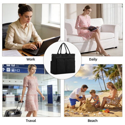 URSOFINE Tote Bag for Women, Lightweight Crossbody Tote Handbag with Dry Pocket, Nylon Shoulder Bag with Detachable Shoulder Strap for Work, Travel, Daily Use
