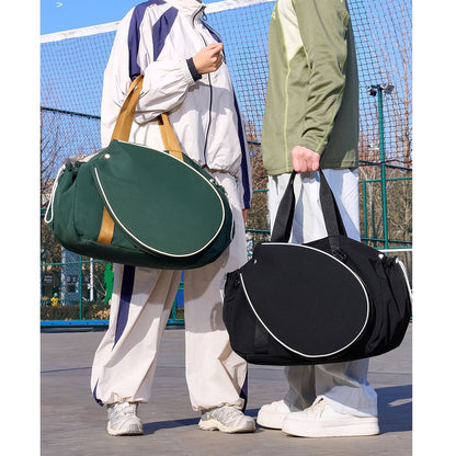 URSOFINE Detachable Tennis Racket Sports Duffel Bag, Water Resistant Lightweight Nylon Multi Compartment Gym Shoulder Handbag with Racket Hook for Tennis Training Travel Daily Use