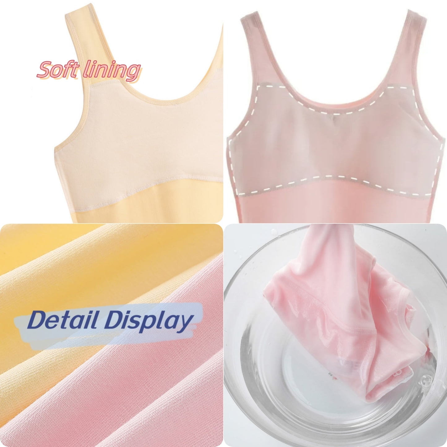 HAWEE Girls Crop Tops Undershirts Cotton Training Bra Sports Bralette Solid Vest for Kids Teens 7-14Y, 4 Pack