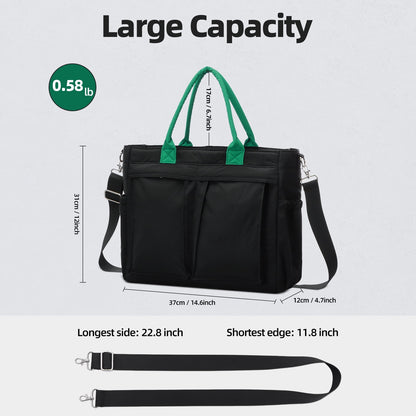 URSOFINE Tote Bag for Women, Lightweight Crossbody Tote Handbag with Dry Pocket, Nylon Shoulder Bag with Detachable Shoulder Strap for Work, Travel, Daily Use
