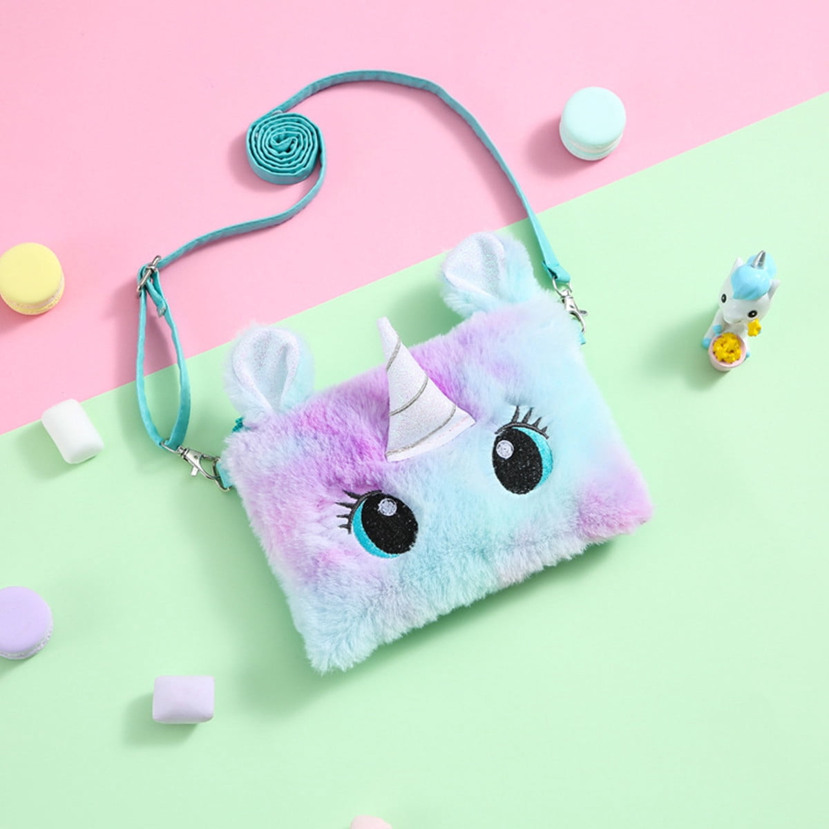 HAWEE Cartoon Girls Plush Purses and Handbags Unicorn Coin Wallet Pouch Girl Money Change Purse Shoulder Bag