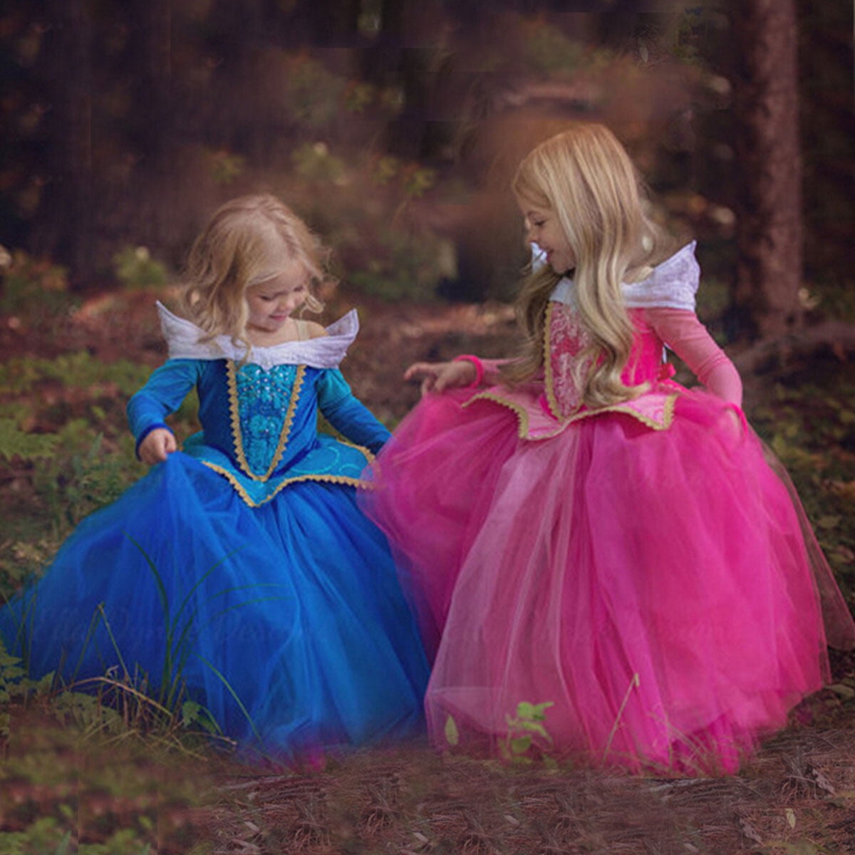 HAWEE Little Girls Princess Dress Cosplay Off Shoulder Pink Dress Halloween Fancy Dress Age 3-8Y