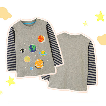 HuaAngel Boys Cotton Long Sleeve T-Shirt Crew Neck Funny Print Shirt 3 Packs Sizes 2-7