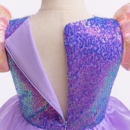 LOEL Girls Princess Dresses Birthday Cosplay Party Princess Dress up Purple Fairy Dress