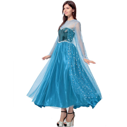 HAWEE Women Blue Costume Halloween Princess Performance Outfit Women's A-line Dress