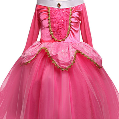 HAWEE Little Girls Princess Dress Cosplay Off Shoulder Pink Dress Halloween Fancy Dress Age 3-8Y