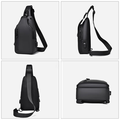 Phenas Mens Sling Bag, Waterproof Sling Bag with USB Charging Port Casual Daypack Chest Crossbody Bag