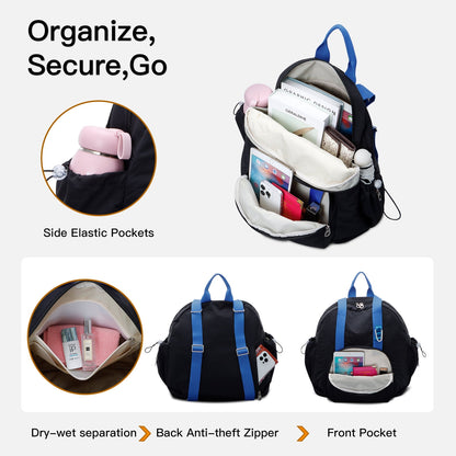 URSOFINE 2-in-1 Recycled Nylon Convertible Backpack Tote Purse for Women, Water-Resistant Handbag with Wet Pocket, Lightweight Foldable Daypack for Commute, College, Gym, and Weekend Travel