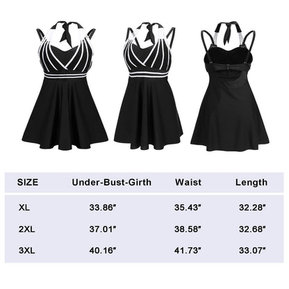 Womens Halter Swimdress Plus Size Two Piece Swimsuit Tankini Set