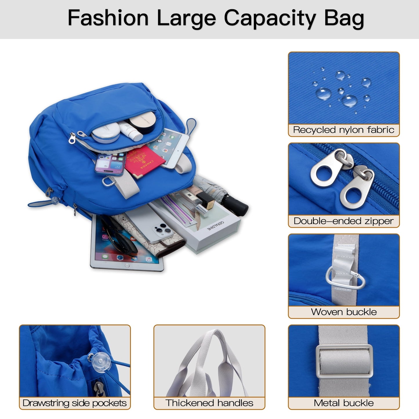 URSOFINE 2-in-1 Recycled Nylon Convertible Backpack Tote Purse for Women, Water-Resistant Handbag with Wet Pocket, Lightweight Foldable Daypack for Commute, College, Gym, and Weekend Travel