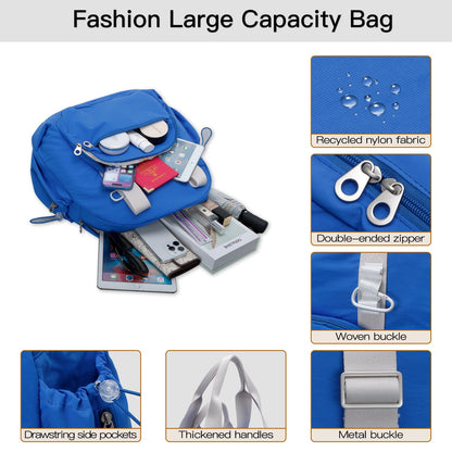 URSOFINE 2-in-1 Recycled Nylon Convertible Backpack Tote Purse for Women, Water-Resistant Handbag with Wet Pocket, Lightweight Foldable Daypack for Commute, College, Gym, and Weekend Travel
