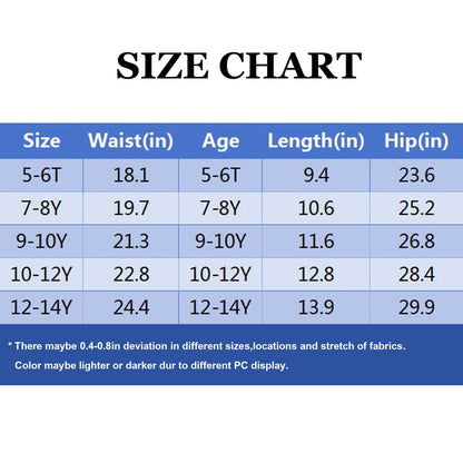 6 Pack Cotton Girls Bike Shorts Cartwheel Toddler Biker Under Dress Dance Multi-Color Shorts, 5-14 Y