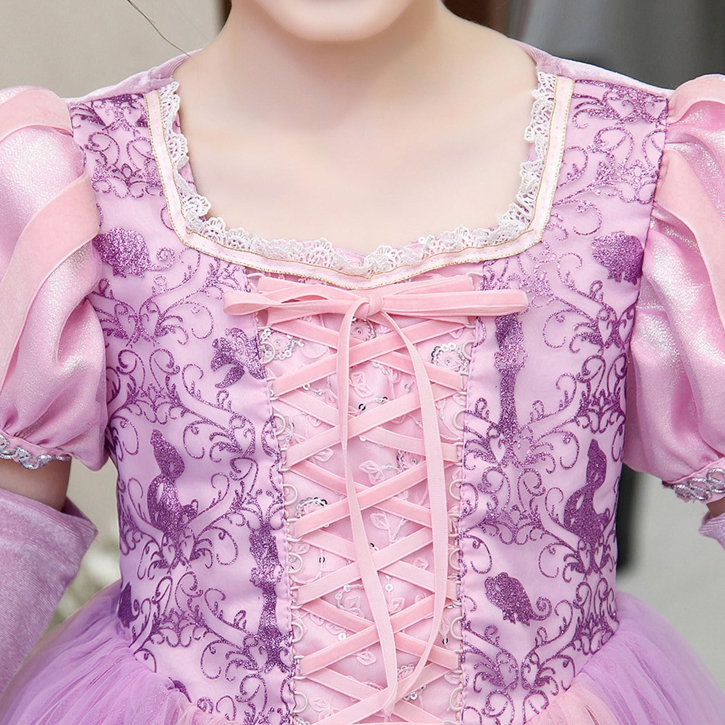 KAWELL Girls' Rapunzel Princess Sofia Costume Halloween Masquerade Ball Dress with Sleeves