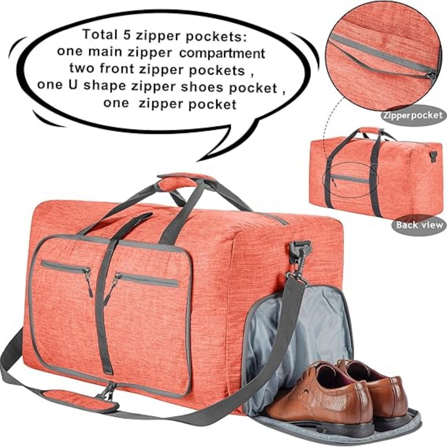URSOFINE 115L/85L/65L Large Duffle Bag, Foldable Travel Gym Bag with Shoe Compartment, Lightweight Water Repellent Tear Resistant for Camping, Weekender, Overnight Travel