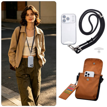 URSOFINE Small Crossbody Bag for Women, Phone Lanyard for Women/Men, Cell Phone Purses with Detachable 6-Layer Card Holder
