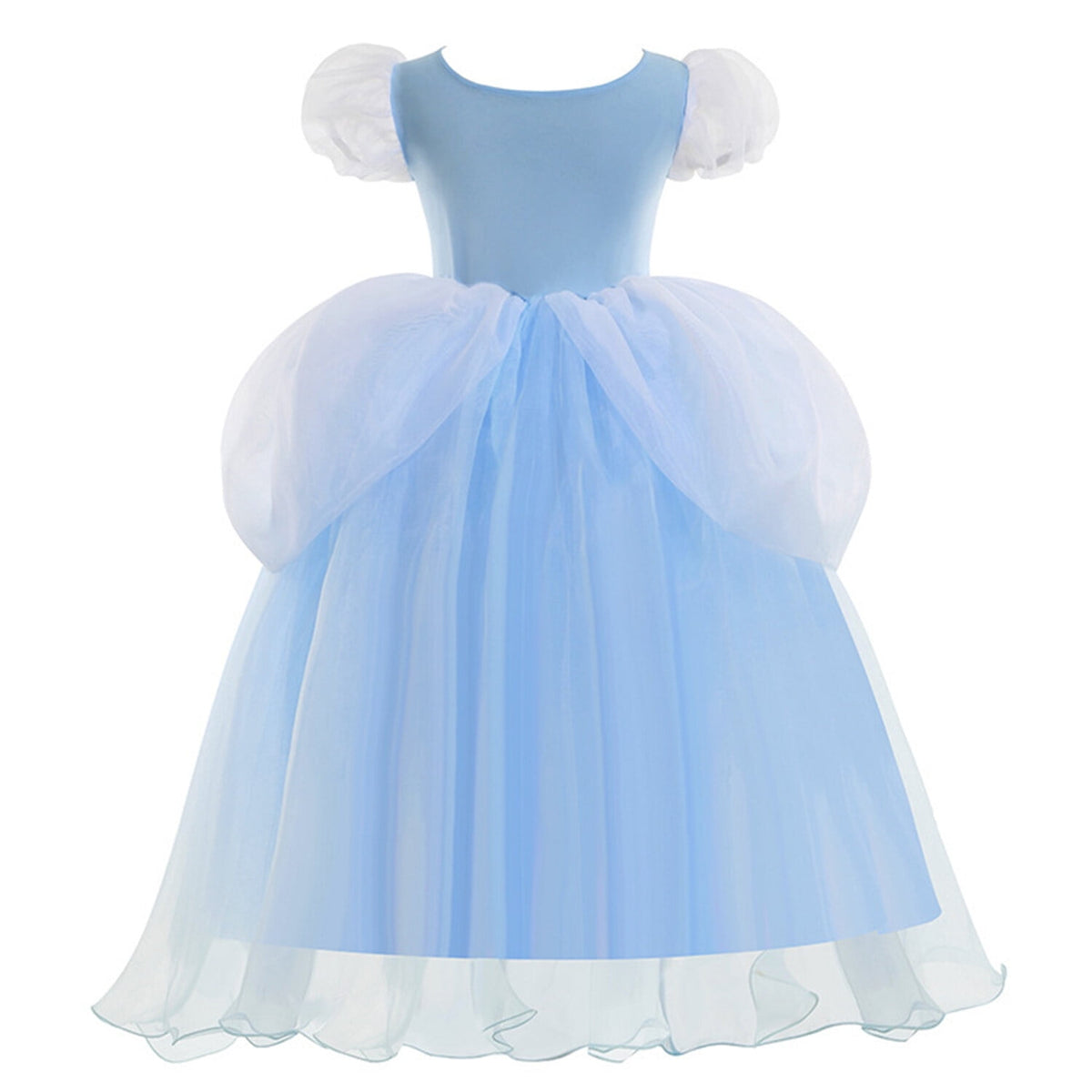 HAWEE Blue Princess Dress for Girls Puffy Sleeve Princess Costume Halloween Cosplay Party Fancy Dress(2-12Y)
