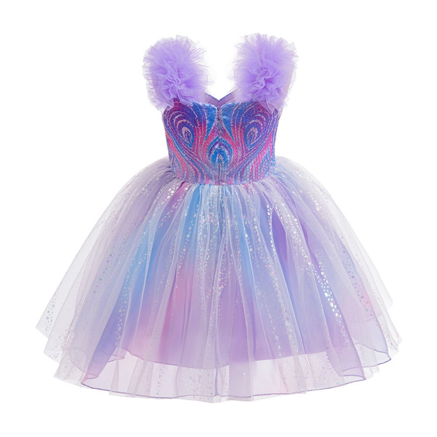 LOEL Girls Witch Dress Purple Princess Dress Wedding Sequin Tulle Dresses Ball Gown Birthday Party Dress Up