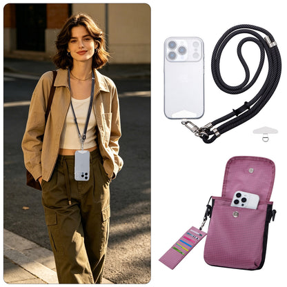 URSOFINE Small Crossbody Bag for Women, Phone Lanyard for Women/Men, Cell Phone Purses with Detachable 6-Layer Card Holder