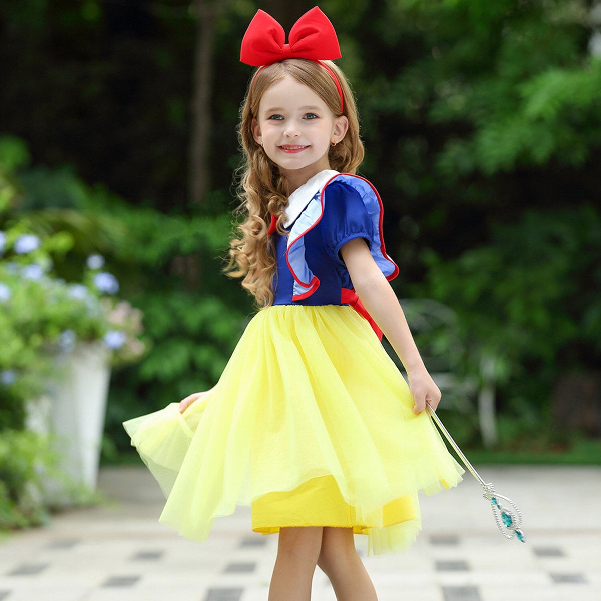 LOEL Princess Dress for Girls Birthday Party Fancy Tulle Dress Short Sleeve Casual Dress 2-8Y