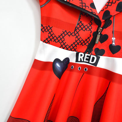 KAWELL Rise of Red Costume for Girls Zipper Jacket and Pants Red Halloween Dress Up 4-12 Years