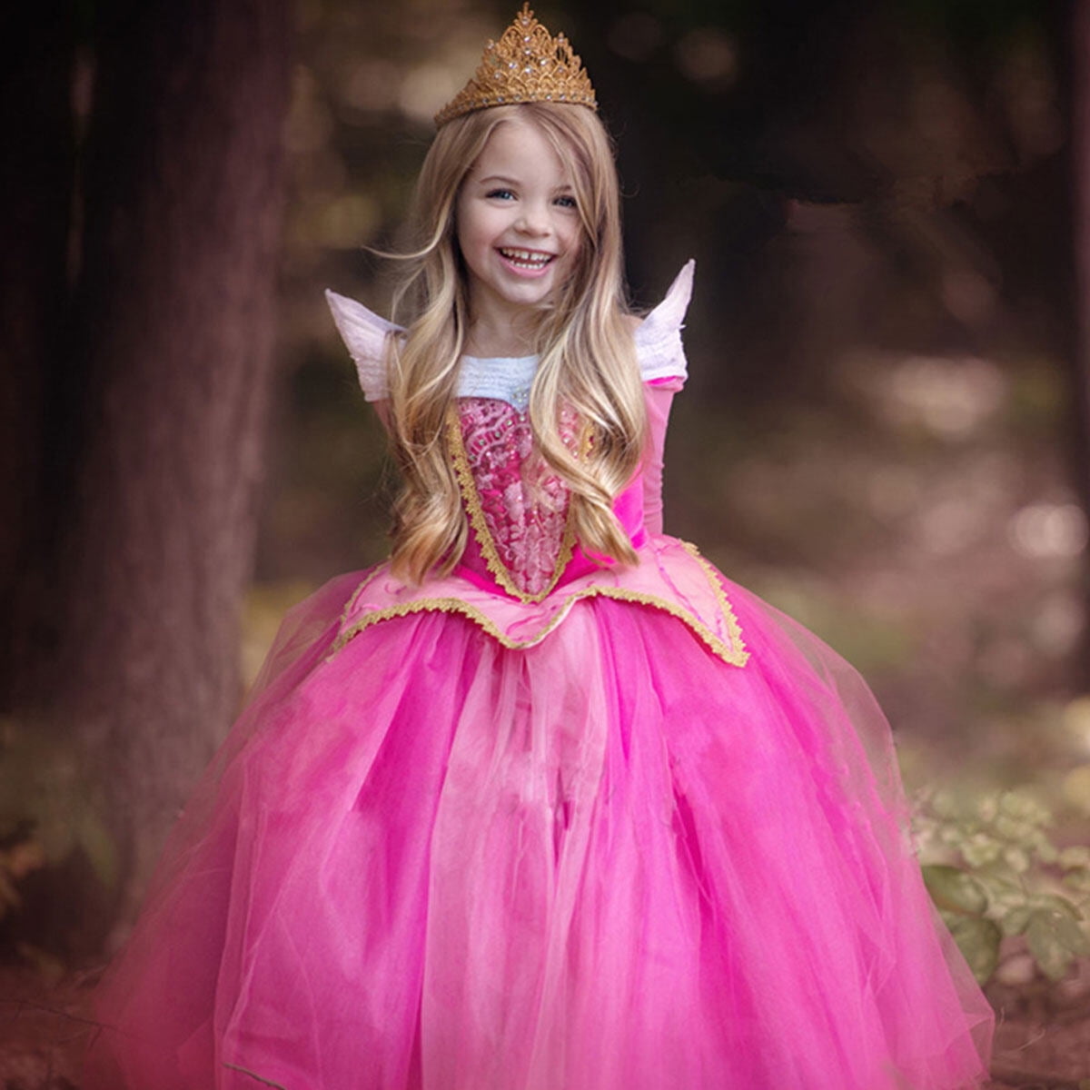 HAWEE Little Girls Princess Dress Cosplay Off Shoulder Pink Dress Halloween Fancy Dress Age 3-8Y