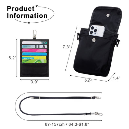 URSOFINE Small Crossbody Bag for Women, Phone Lanyard for Women/Men, Cell Phone Purses with Detachable 6-Layer Card Holder
