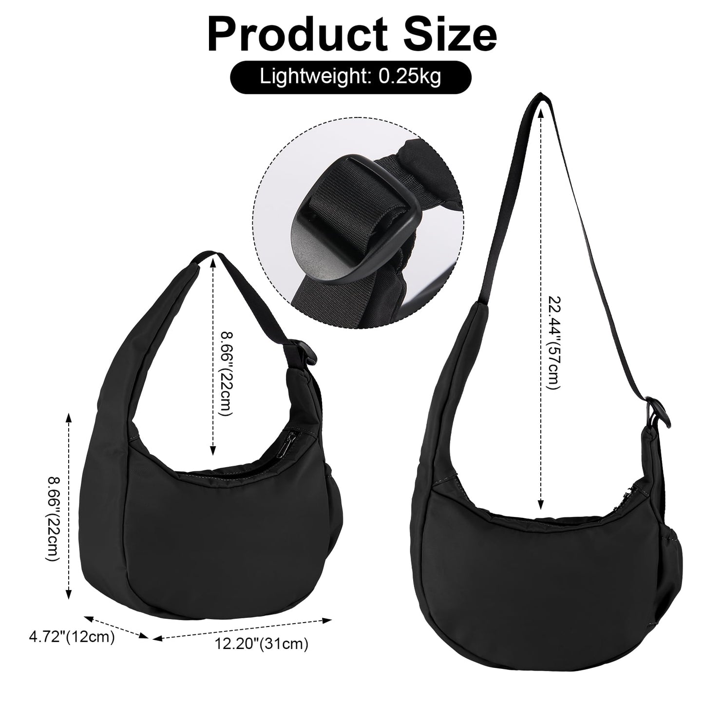 URSOFINE Women Crescent Crossbody Bag Lightweight Hobo Shoulder Bag, Multi Pocket Adjustable Strap Sling Bag, Bohemian Casual Handbag Purse for Daily Shopping Travel Gift,Purple