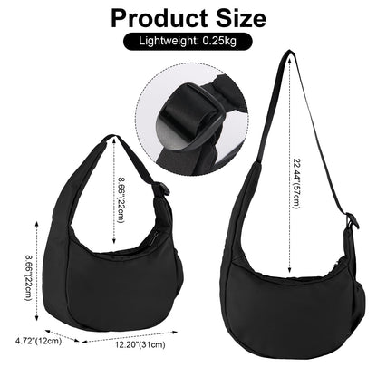 URSOFINE Women Crescent Crossbody Bag Lightweight Hobo Shoulder Bag, Multi Pocket Adjustable Strap Sling Bag, Bohemian Casual Handbag Purse for Daily Shopping Travel Gift,Purple