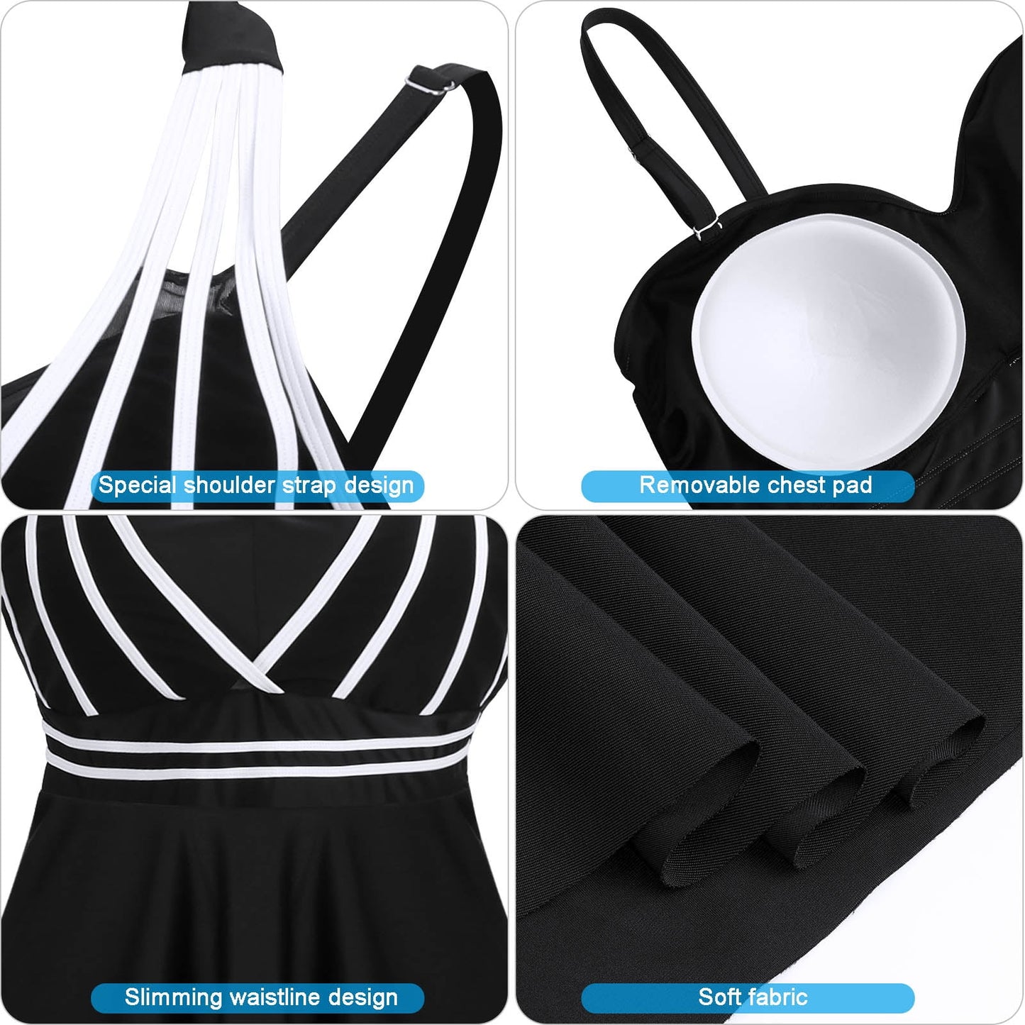 Womens Halter Swimdress Plus Size Two Piece Swimsuit Tankini Set