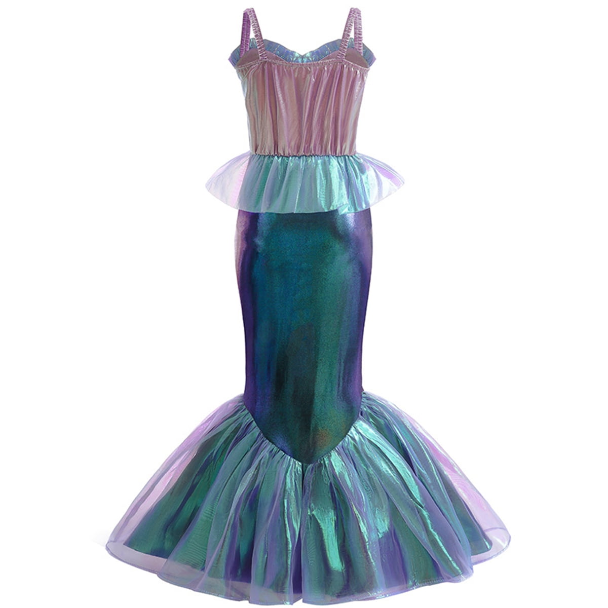 KAWELL Mermaid Costume Dress for Toddler Girls Cosplay Ariel Outfit Halloween Birthday Party Dress Up with Accessories