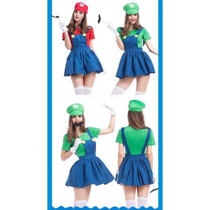 KAWELL Super Bros Costume for Adults Unisex Cap Gloves Fake Accessory Kit for Cosplay Halloween for Women Men