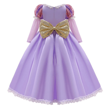HAWEE Princess Costume for Girls Halloween Fancy Party Cosplay Dress Up Purple Princess Dress 2-10Y