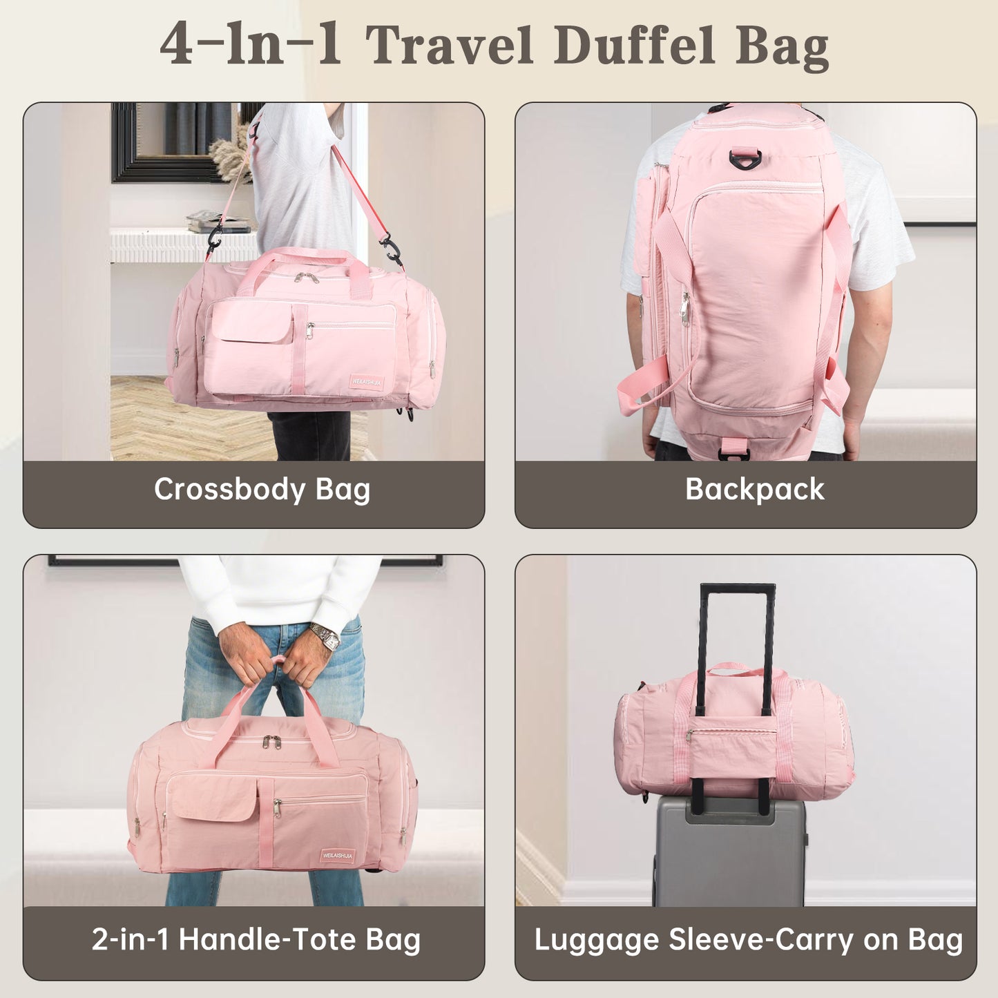 URSOFINE Sports Bag & Travel Bag Foldable, 30L Waterproof Gym Bag With Shoe Compartment For Women & Men, Hand Luggage Bag, Weekender Travelite For Gym Sports Training Bag Travel