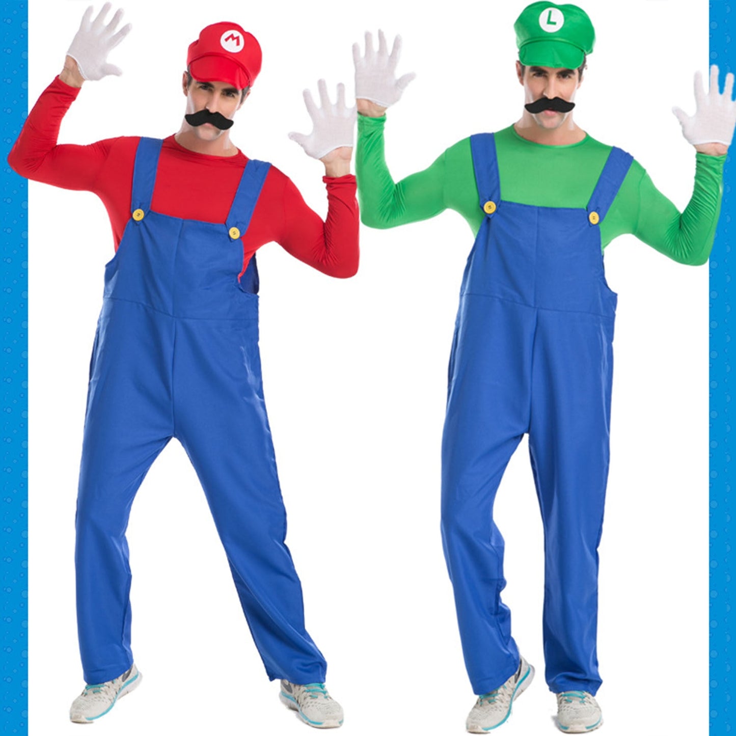 KAWELL Super Bros Costume for Adults Unisex Cap Gloves Fake Accessory Kit for Cosplay Halloween for Women Men