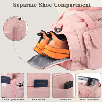 URSOFINE Sports Bag & Travel Bag Foldable, 30L Waterproof Gym Bag With Shoe Compartment For Women & Men, Hand Luggage Bag, Weekender Travelite For Gym Sports Training Bag Travel