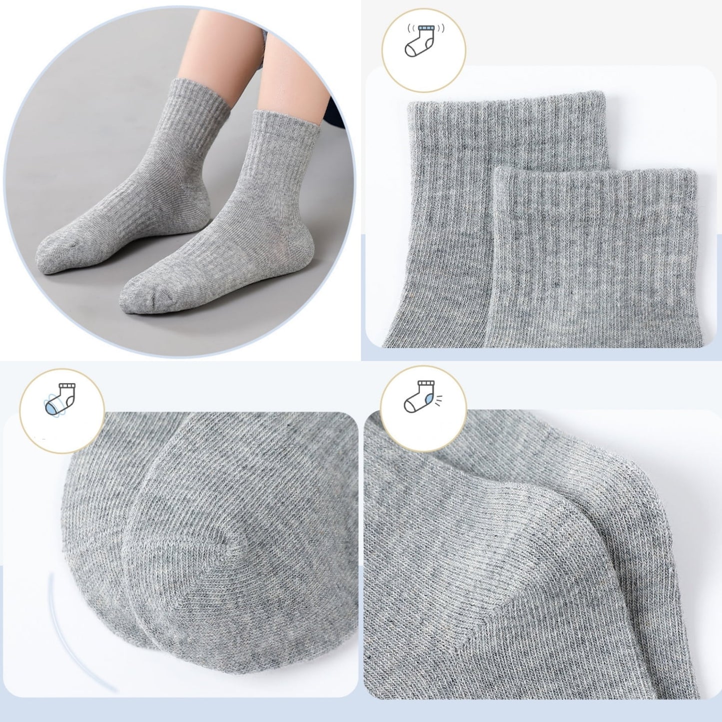 HAWEE 5/10/15 Pairs Kids Socks for Boys Girls 3-15 Years Toddler Crew Socks Multipack Athletic Socks, White