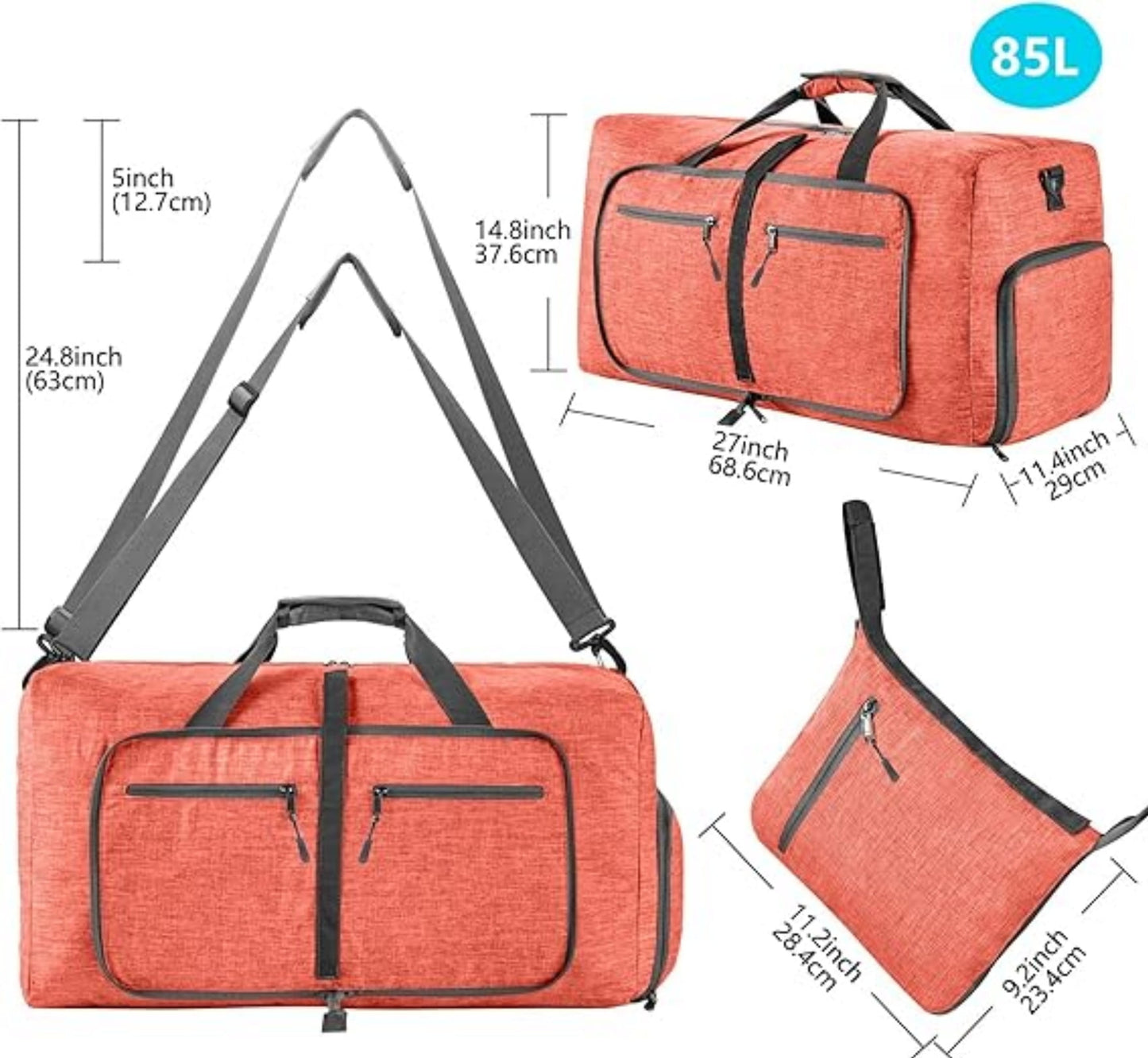 URSOFINE 115L/85L/65L Large Duffle Bag, Foldable Travel Gym Bag with Shoe Compartment, Lightweight Water Repellent Tear Resistant for Camping, Weekender, Overnight Travel