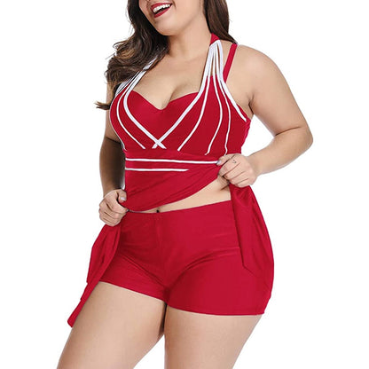 Womens Halter Swimdress Plus Size Two Piece Swimsuit Tankini Set
