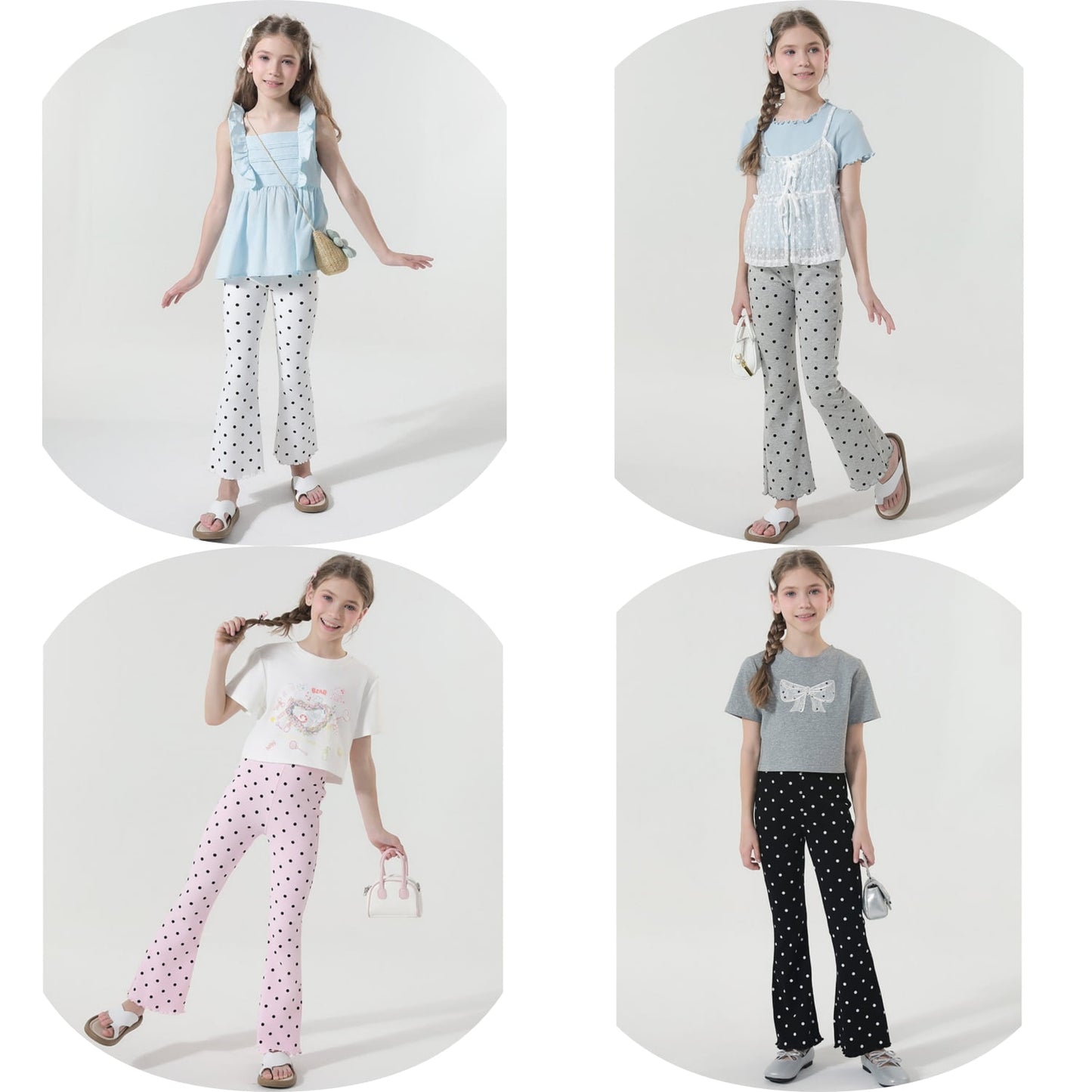HAWEE Girls Flare Leggings 2-14 Years High-Waisted Bell Bottom Yoga Pants, Soft Cotton Dance Tights, 4 Pack Toddler to Teen Flared Pants