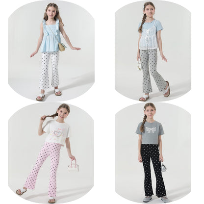 HAWEE Girls Flare Leggings 2-14 Years High-Waisted Bell Bottom Yoga Pants, Soft Cotton Dance Tights, 4 Pack Toddler to Teen Flared Pants