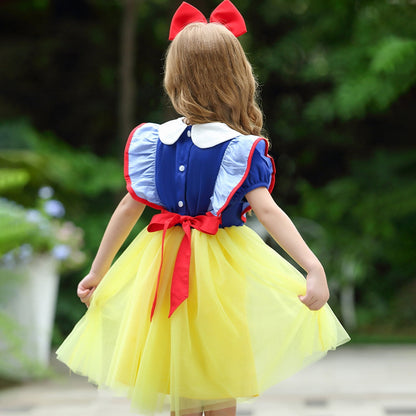 LOEL Princess Dress for Girls Birthday Party Fancy Tulle Dress Short Sleeve Casual Dress 2-8Y