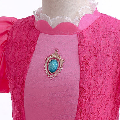KAWELL Princess Pink Peach Costume for Girls Halloween Cosplay Dress Up 5-6 Years