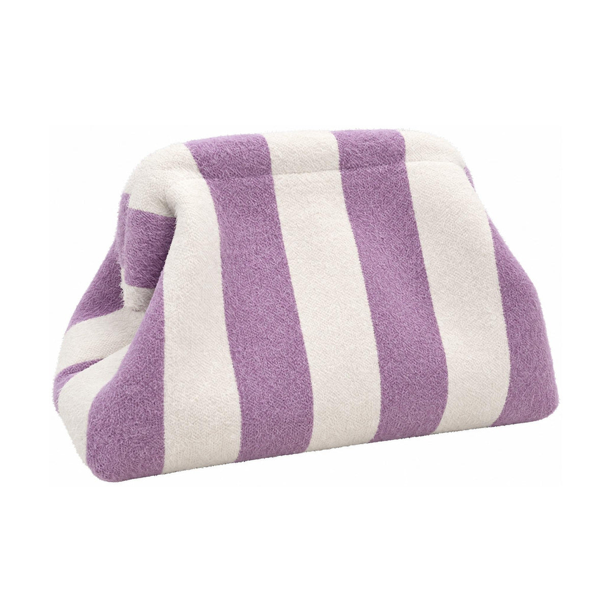 Plush Striped Makeup Bag - Purple + Rice