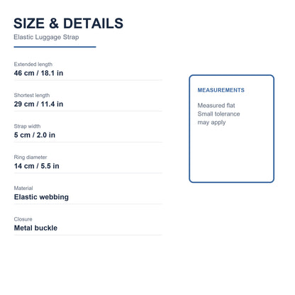 Elastic Luggage Strap - Size and details