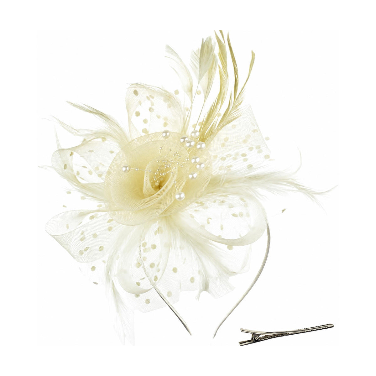 Feather Fascinator - Off-White