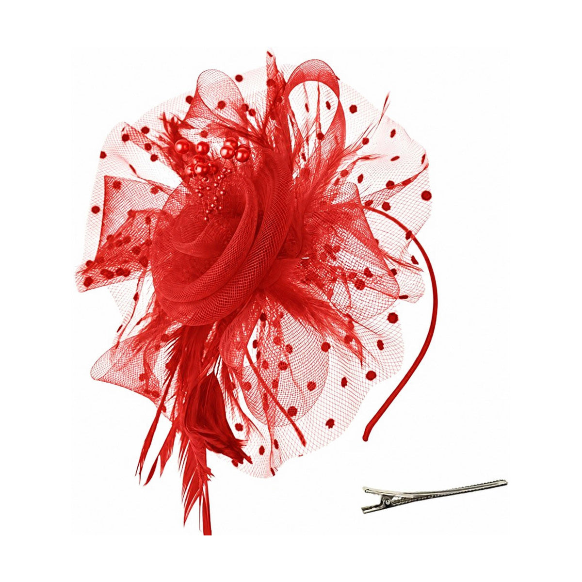Feather Fascinator - Red