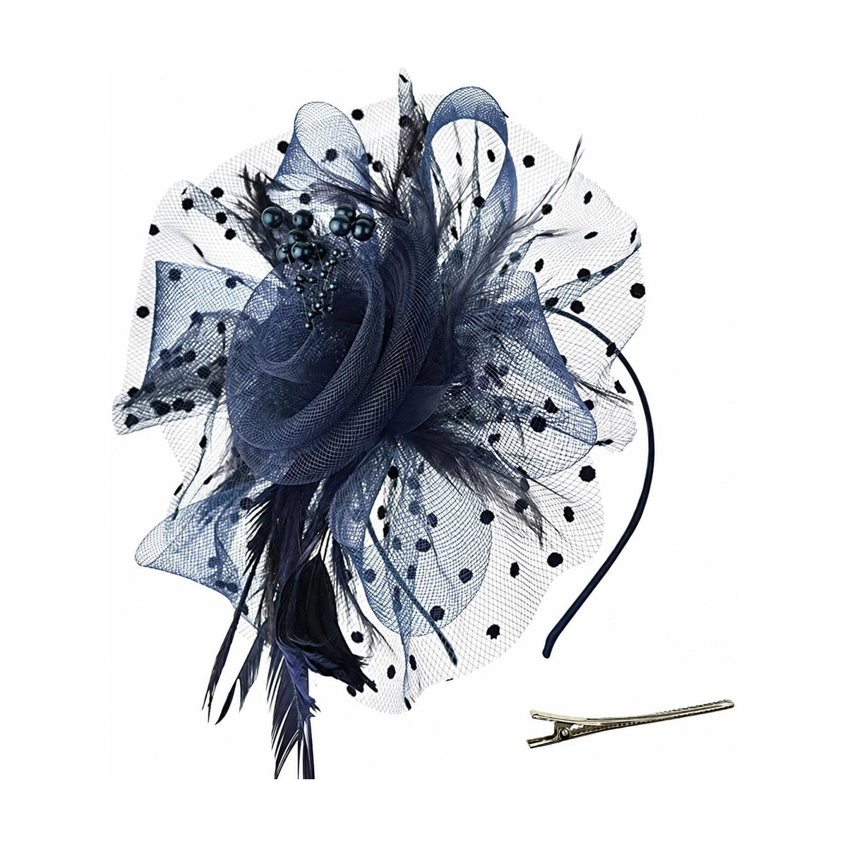 Feather Fascinator - Navy Blue